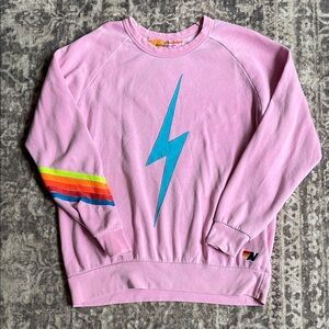 Aviator Nation Lightning Bolt Sweatshirt with Rainbow Sleeve